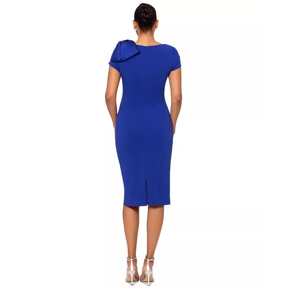 Betsy & Adam Petite Bow-Embellished Sheath Dress Indigo P2 - Picture 2 of 3